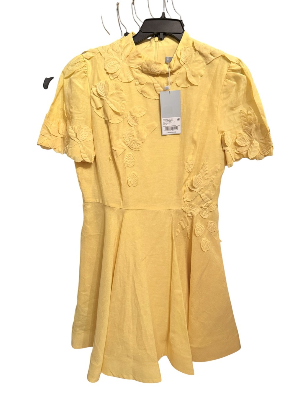 Antonio Melani Iris Floral Mockneck Dress Sunshine Yellow Linen Size 10 NWT - Picture 3 of 7